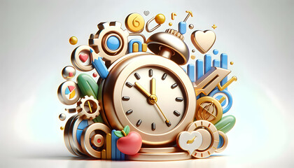 3D Macro shot of a watch ticking symbolizing time management and growth concept as A macro close up of a ticking watch symbolizing the importance of time management growth and leadership in business. 