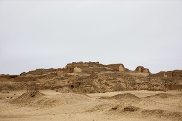 Ancient ruins in desert landscape