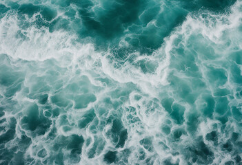 Rippling blues and whites in a captivating top-down view of the ocean.