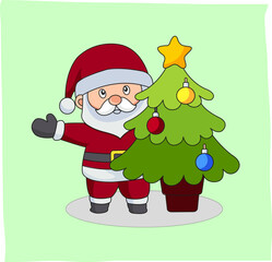 Christmas decoration, Santa decorating a Christmas tree, suitable for background