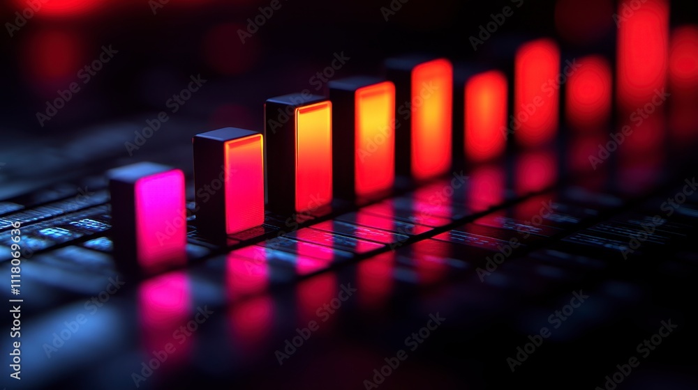 Poster abstract glowing bars data visualization technology background