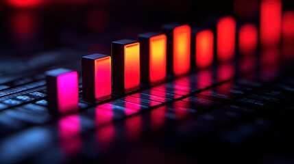 Abstract Glowing Bars Data Visualization Technology Background