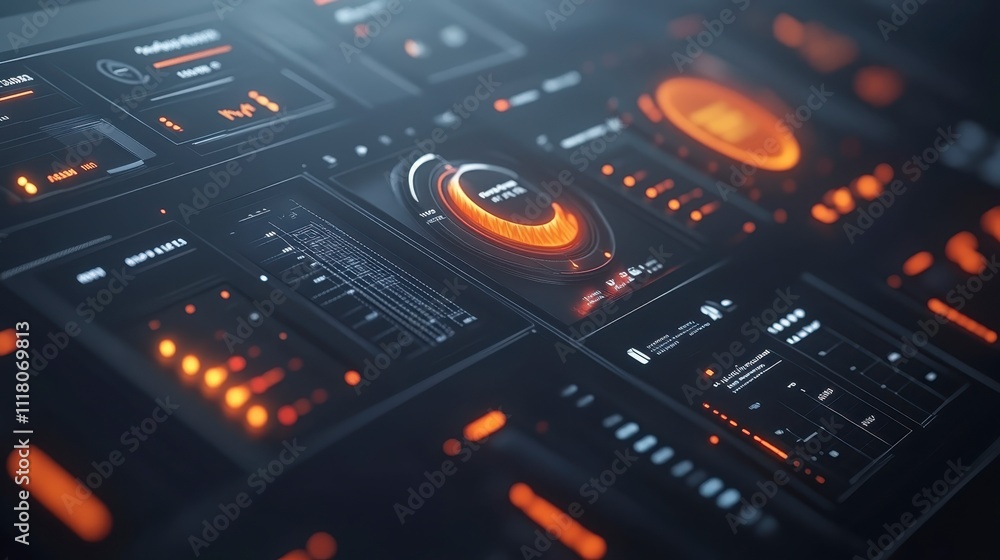 Poster futuristic hud interface sci fi tech dashboard design