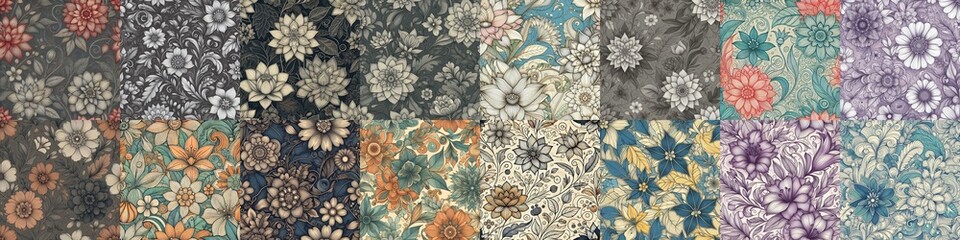 Fototapeta premium Flowers in line drawing style art. AI generated illustration