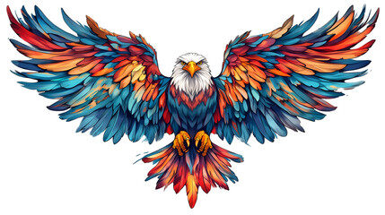 Obraz premium Bald eagle with spread wings on a white background.