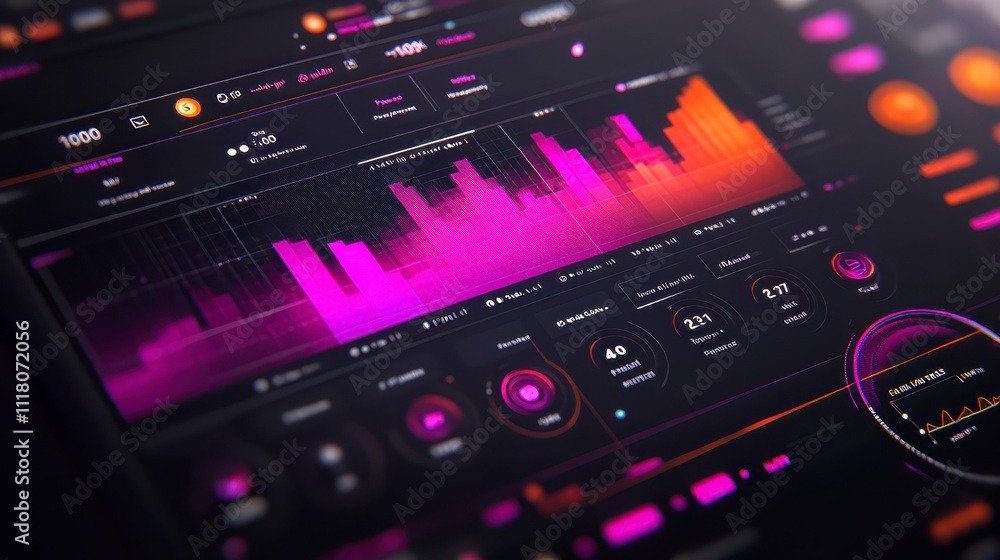 Poster futuristic technology interface data analytics dashboard