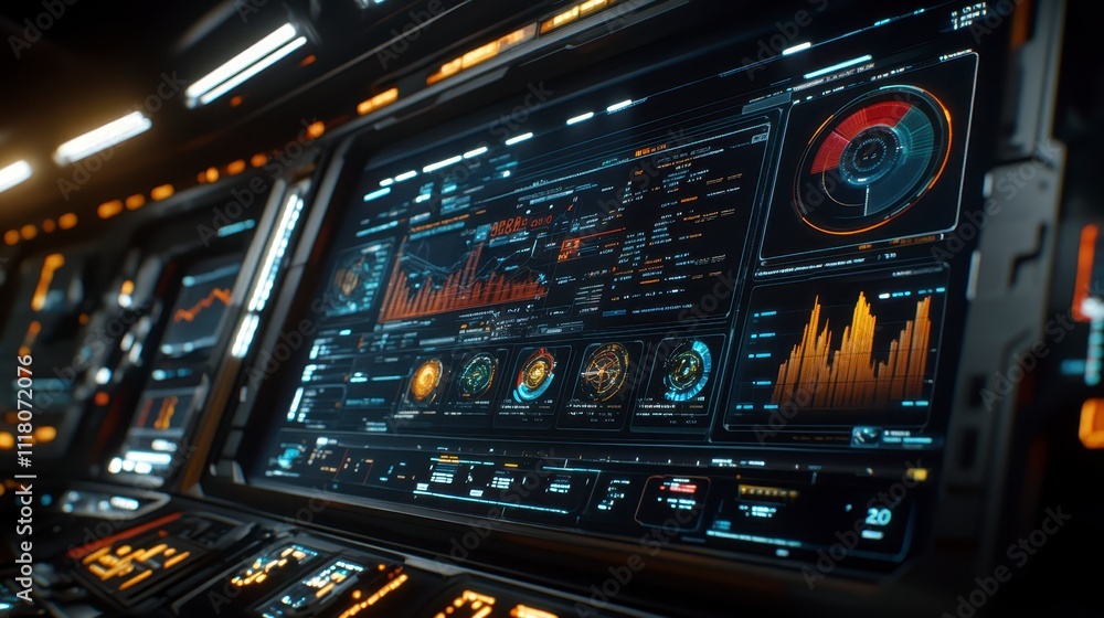 Poster futuristic tech hud interface sci fi control panel display