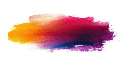 Vibrant gradient brush stroke with rich colors blending seamlessly, isolated on a white background