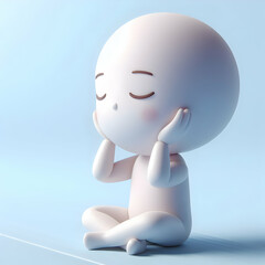 3D Person doing face yoga on plain background copy space on left concept as A close up of a person performing face yoga exercises on a plain background emphasizing facial wellness and self care with a