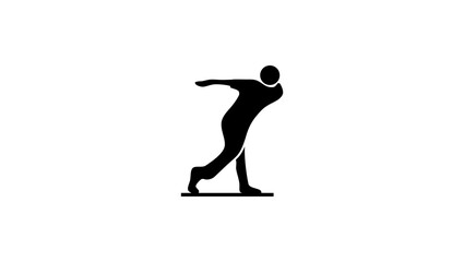 bowling player, black isolated silhouette