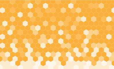 Yellow, orange beehive background. Honeycomb, bees hive cells pattern. Bee honey shapes background design.