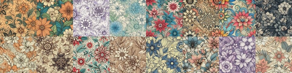 Flowers in line drawing style art. AI generated illustration