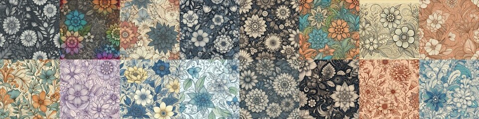 Flowers in line drawing style art. AI generated illustration