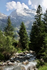 mountain river in the Alpen mountains, Oeschninsee, Kandersteg