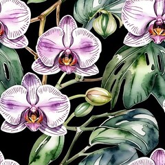 Orchid Paradise: Watercolor Seamless Pattern 