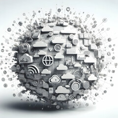 3D Plain Digital Communication Background concept as Plain digital communication background with subtle digital patterns and community symbols ample copy space symbolizing efficient and modern digital