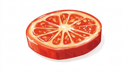Fresh Sliced Tomato Cut Vector Illustration Isolated on White Background