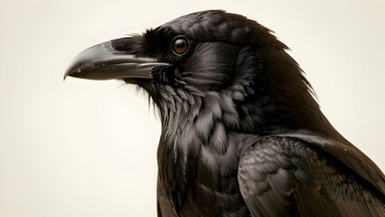 yelling raven on a white background bird, feather, no people, photography, color image