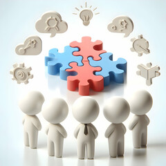 3D Soft abstract background with team brainstorming puzzle solutions copy space below. concept as A soft abstract background depicting a team brainstorming puzzle solutions symbolizing creativity and 