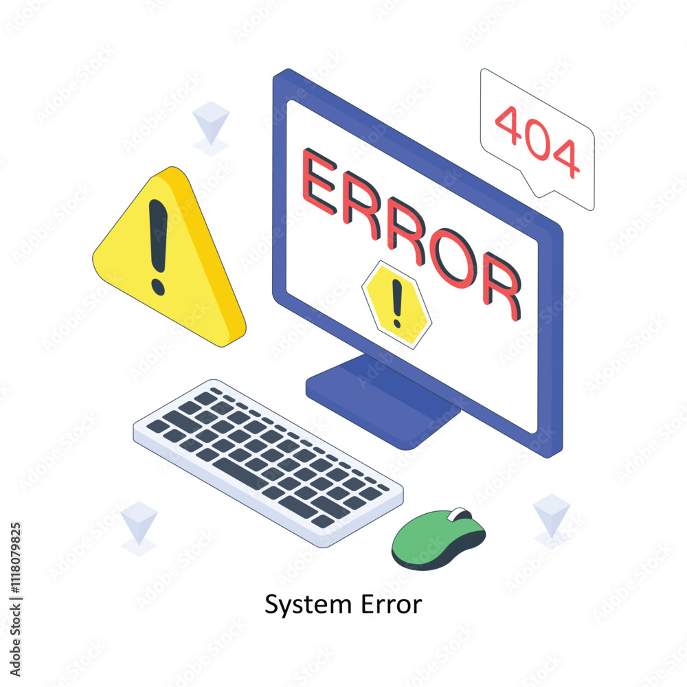 Poster system error isometric colored illustration. eps file stock illustration