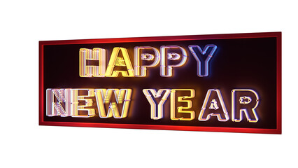 3D New Year greeting banner sign.