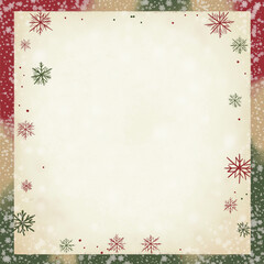 Festive Christmas Letterhead: Red, Green, and Beige with Snowflake Borders and Dreamy Background