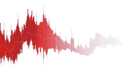 Abstract red data visualization graph showing fluctuating trends and data points.