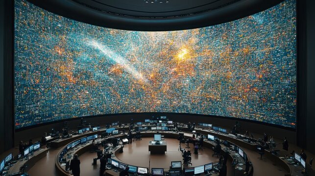 Global Network Control Center Data Visualization on Massive Curved Screen