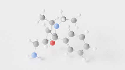 levomilnacipran molecule 3d, molecular structure, ball and stick model, structural chemical formula antidepressant