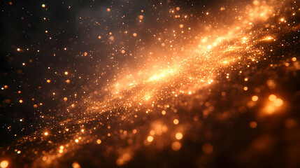 Abstract digital art of fireworks in the night sky with bokeh effect and copy space below. concept as A night sky illuminated with abstract fireworks rendered in digital art featuring bokeh effects an