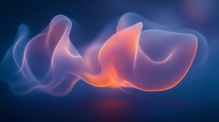 Abstract Fluid Art Background, Orange and Blue Wavy Shapes Flowing Seamlessly, 3D Rendering