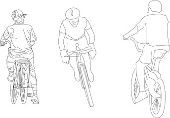Vector sketch illustration of a silhouette design for the activity of a person riding a bicycle
