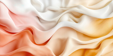 Soft fabric waves in pastel colors create serene backdrop