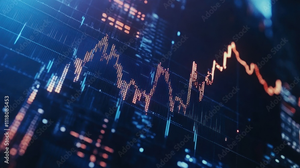 Aufkleber here's a description and keywords for your stock photo.. stock market data visualized on a digital s