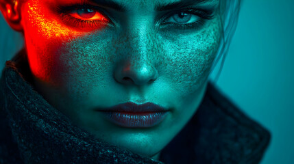 Blue Monday Mental Exhaustion concept as Close up of a person face showing signs of mental exhaustion and stress on Blue Monday suitable for magazine advertisement with copy space. in  Photo Stock  Co