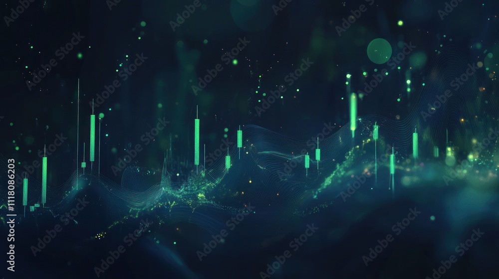 Aufkleber here's a suggested and keywords for your stock photo.. abstract green glowing data visualization, fi