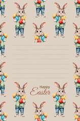 Cute Easter bunny design with colorful eggs for festive celebrations