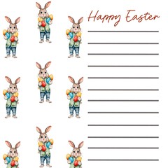 Colorful Easter bunny with eggs decoration for festive celebration