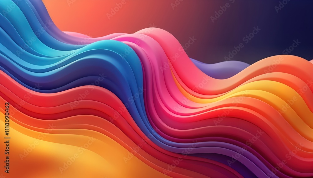 Aufkleber abstract 3d background with colorful wavy lines. vibrant colors blend seamlessly. dynamic shapes cre