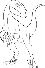 dinosaur velociraptor, raptor vector outline illustration