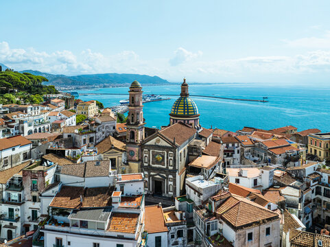 Vietri sul Mare from a drone, Amalfi Coast, Salerno, Campania, Italy