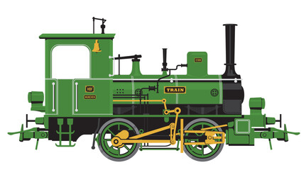 vector drawing of a vintage railway steam locomotive in cartoon style © paseven
