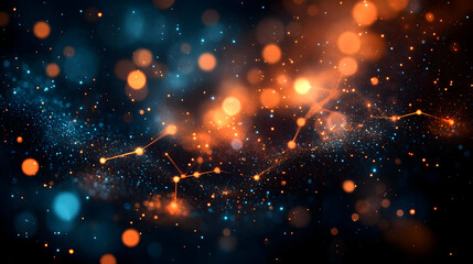 Obraz premium Bokeh Team Collaboration concept as Bokeh digital art background featuring blurred lights and collaborative elements symbolizing teamwork and community management with copy space. in Photo Stock Con