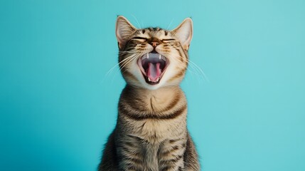 Obraz premium 座っている幸せそうな茶色の猫