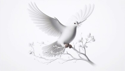 Fototapeta premium White dove isolated on white background