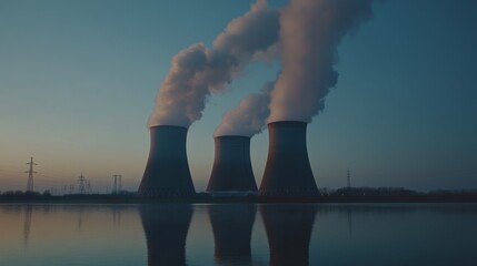 Industrial Power Plant at Sunset