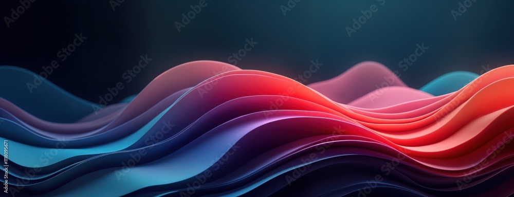 Poster abstract 3d design background with wavy layered shapes. vibrant colors create dynamic visual effect.