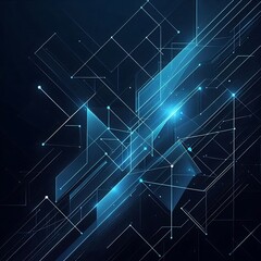 Obraz premium Abstract blue geometric design with lines and shapes.