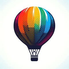 Colorful hot air balloon illustration with a dotted pattern.