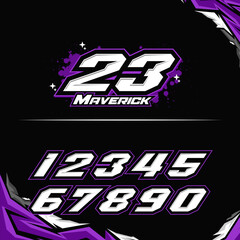 vector racing numbers for drag motorbikes and cars